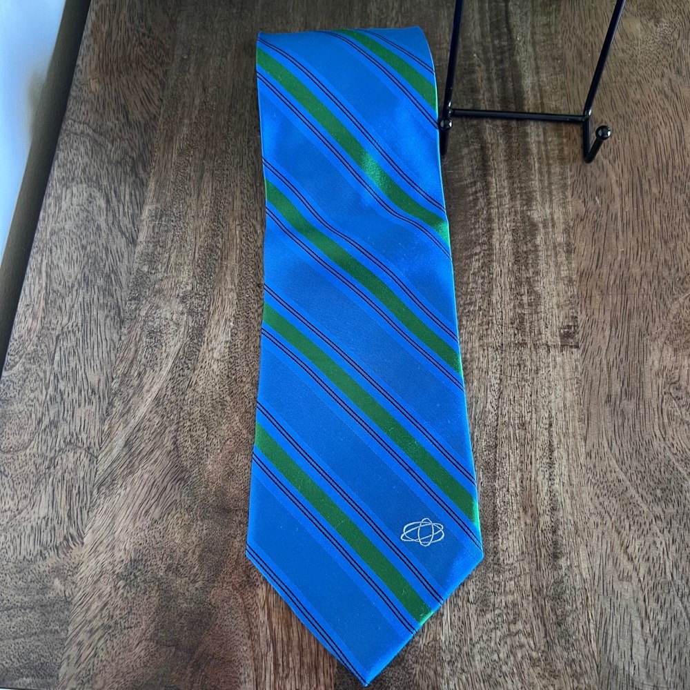 GYRO Mens Tie‎ Blue Green Striped Silk Necktie Professional Formal 100% Silk